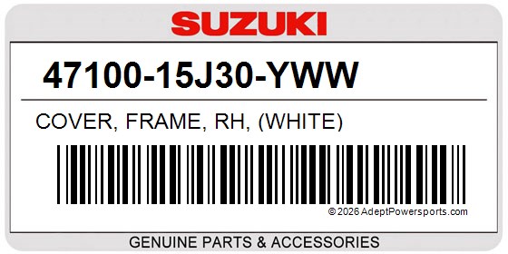 Suzuki 47100-15J30-YWW Cover, Frame, Rh, (White)
