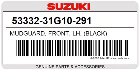 Suzuki 53332-31G10-291 Mudguard, Front, Lh, (Black)