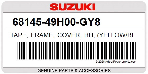 Suzuki 68145-49H00-GY8 Tape, Frame, Cover, Rh, (Yellow/Black)