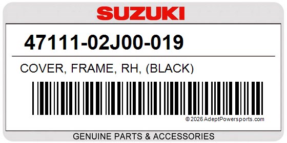 Suzuki 47111-02J00-019 Cover, Frame, Rh, (Black)