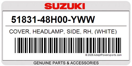 Suzuki 51831-48H00-YWW Cover, Headlamp, Side, Rh, (White)