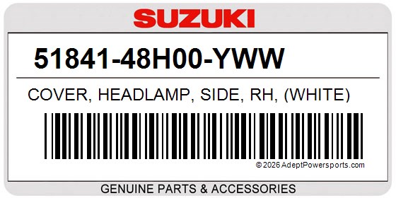 Suzuki 51841-48H00-YWW Cover, Headlamp, Side, Rh, (White)