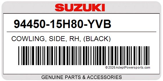 Suzuki 94450-15H80-YVB Cowling, Side, Rh, (Black)