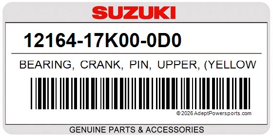 Suzuki 12164-17K00-0D0 Bearing, Crank, Pin, Upper, (Yellow)