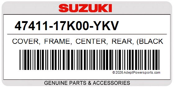 Suzuki 47411-17K00-YKV Cover, Frame, Center, Rear, (Black)