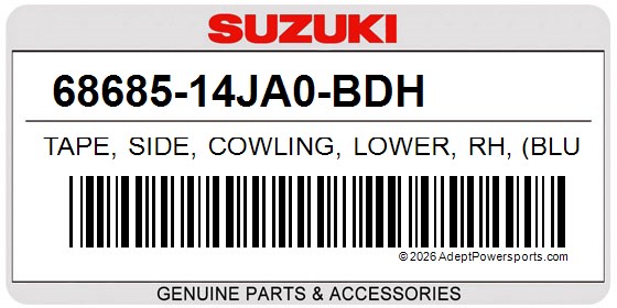 Suzuki 68685-14JA0-BDH Tape, Side, Cowling, Lower, Rh, (Blue/White)