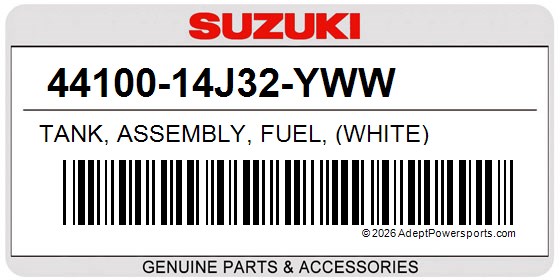 Suzuki 44100-14J32-YWW Tank, Assembly, Fuel, (White)