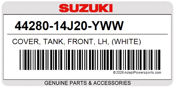 Suzuki 44280-14J20-YWW Cover, Tank, Front, Lh, (White)