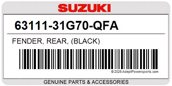 Suzuki 63111-31G70-QFA Fender, Rear, (Black)