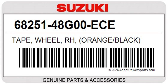 Suzuki 68251-48G00-ECE Tape, Wheel, Rh, (Orange/Black)