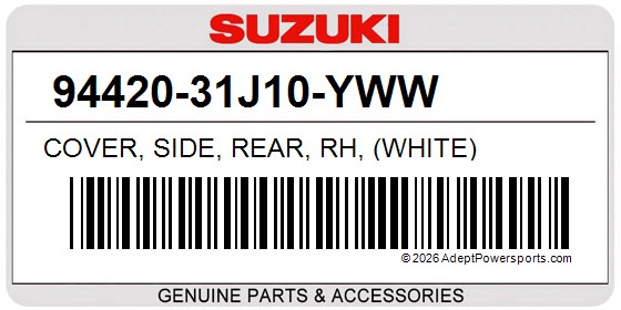 Suzuki 94420-31J10-YWW Cover, Side, Rear, Rh, (White)