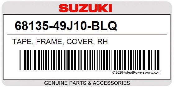 Suzuki 68135-49J10-BLQ Tape, Frame, Cover, Rh