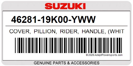 Suzuki 46281-19K00-YWW Cover, Pillion, Rider, Handle, (White)