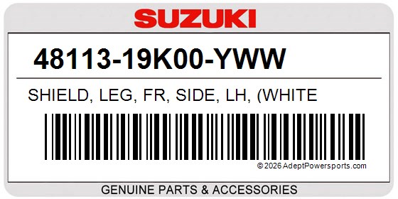 Suzuki 48113-19K00-YWW Shield, Leg, Fr, Side, Lh, (White