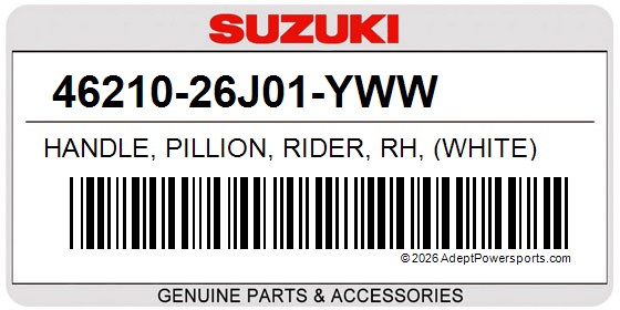 Suzuki 46210-26J01-YWW Handle, Pillion, Rider, Rh, (White)