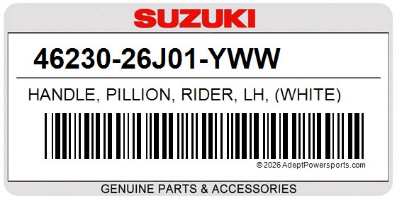 Suzuki 46230-26J01-YWW Handle, Pillion, Rider, Lh, (White)
