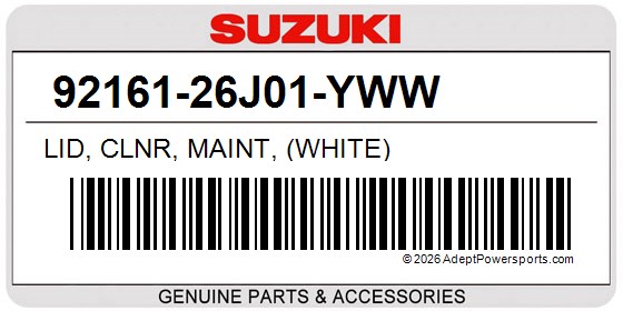 Suzuki 92161-26J01-YWW Lid, Clnr, Maint, (White)