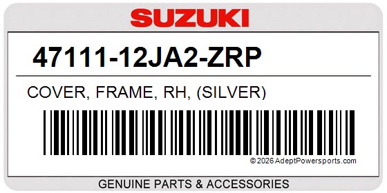 Suzuki 47111-12JA2-ZRP Cover, Frame, Rh, (Silver)