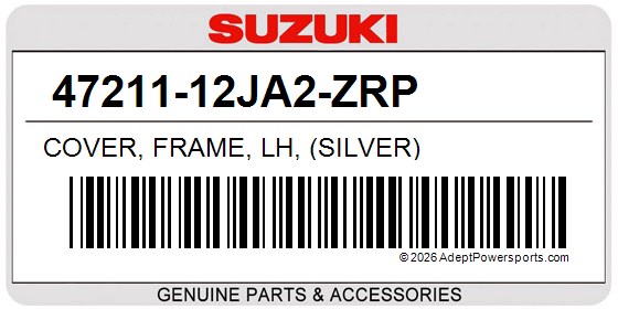 Suzuki 47211-12JA2-ZRP Cover, Frame, Lh, (Silver)