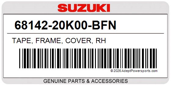 Suzuki 68142-20K00-BFN Tape, Frame, Cover, Rh