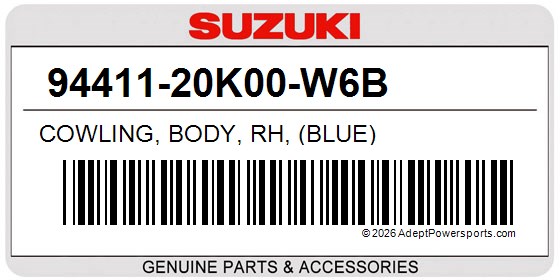 Suzuki 94411-20K00-W6B Cowling, Body, Rh, (Blue)