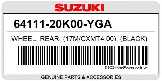 Suzuki 64111-20K00-YGA Wheel, Rear, (17M/Cxmt4.00), (Black)