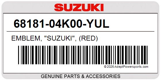 Suzuki 68181-04K00-YUL Emblem, "Suzuki", (Red)