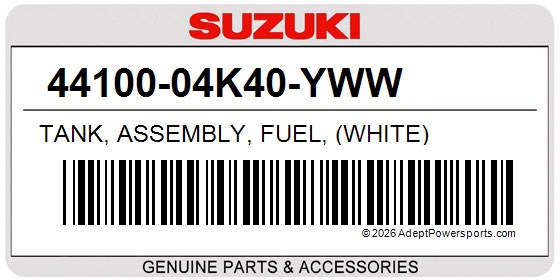 Suzuki 44100-04K40-YWW Tank, Assembly, Fuel, (White)