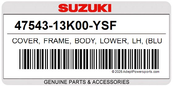 Suzuki 47543-13K00-YSF Cover, Frame, Body, Lower, Lh, (Blue)