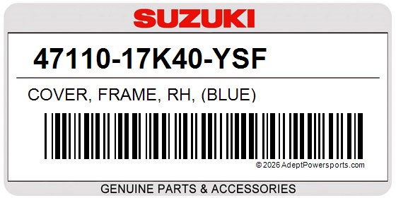 Suzuki 47110-17K40-YSF Cover, Frame, Rh, (Blue)