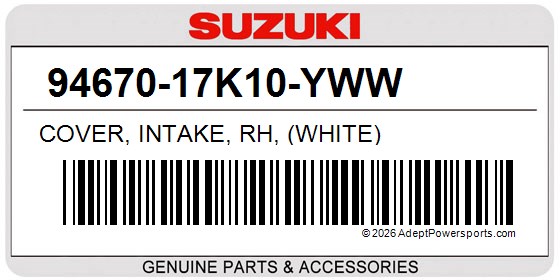 Suzuki 94670-17K10-YWW Cover, Intake, Rh, (White)