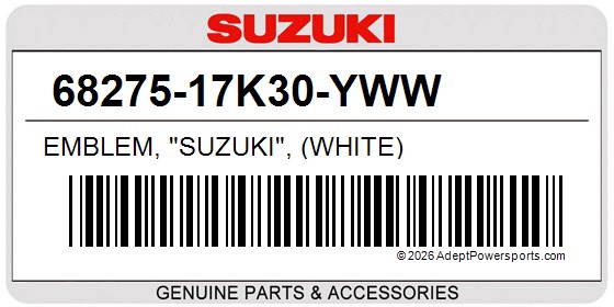 Suzuki 68275-17K30-YWW Emblem, "Suzuki", (White)