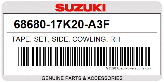 Suzuki 68680-17K20-A3F Tape, Set, Side, Cowling, Rh