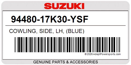 Suzuki 94480-17K30-YSF Cowling, Side, Lh, (Blue)