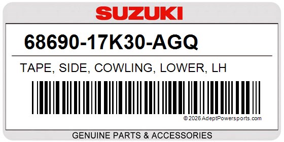 Suzuki 68690-17K30-AGQ Tape, Side, Cowling, Lower, Lh