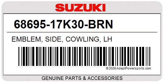 Suzuki 68695-17K30-BRN Emblem, Side, Cowling, Lh