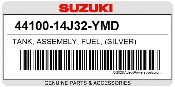 Suzuki 44100-14J32-YMD Tank, Assembly, Fuel, (Silver)