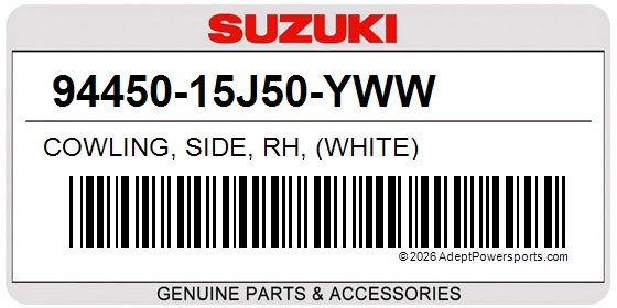 Suzuki 94450-15J50-YWW Cowling, Side, Rh, (White)