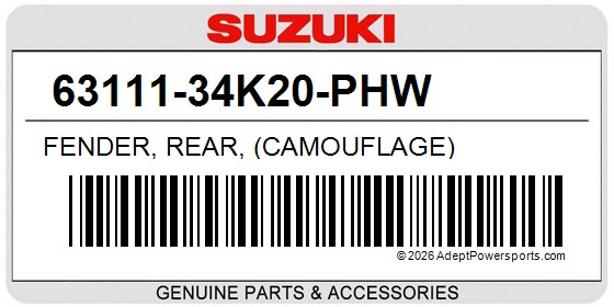 Suzuki 63111-34K20-PHW Fender, Rear, (Camouflage)