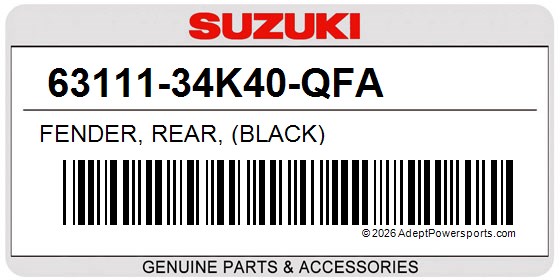 Suzuki 63111-34K40-QFA Fender, Rear, (Black)