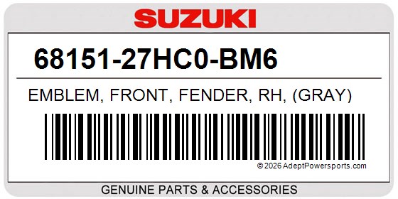 Suzuki 68151-27HC0-BM6 Emblem, Front, Fender, Rh, (Gray)