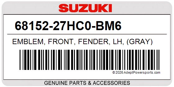 Suzuki 68152-27HC0-BM6 Emblem, Front, Fender, Lh, (Gray)