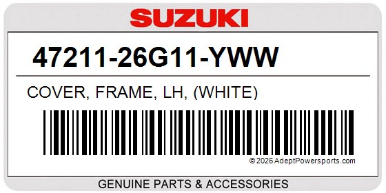 Suzuki 47211-26G11-YWW Cover, Frame, Lh, (White)