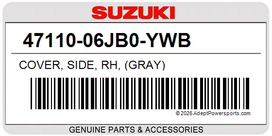 Suzuki 47110-06JB0-YWB Cover, Side, Rh, (Gray)