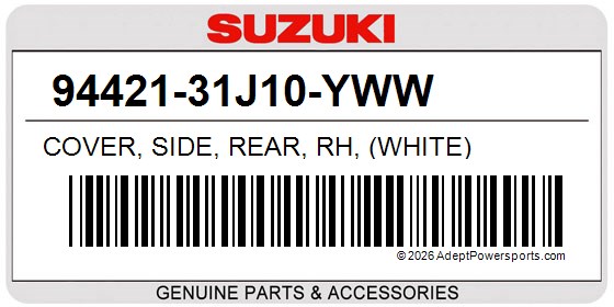 Suzuki 94421-31J10-YWW Cover, Side, Rear, Rh, (White)