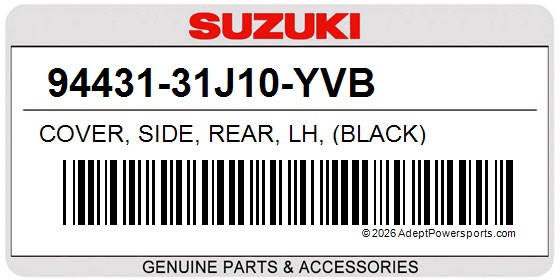 Suzuki 94431-31J10-YVB Cover, Side, Rear, Lh, (Black)