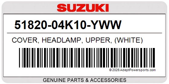 Suzuki 51820-04K10-YWW Cover, Headlamp, Upper, (White)