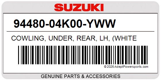 Suzuki 94480-04K00-YWW Cowling, Under, Rear, Lh, (White