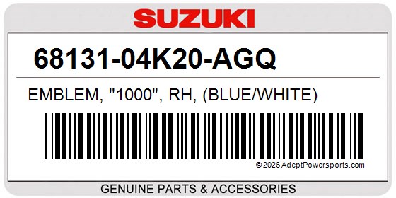 Suzuki 68131-04K20-AGQ Emblem, "1000", Rh, (Blue/White)