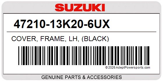 Suzuki 47210-13K20-6UX Cover, Frame, Lh, (Black)